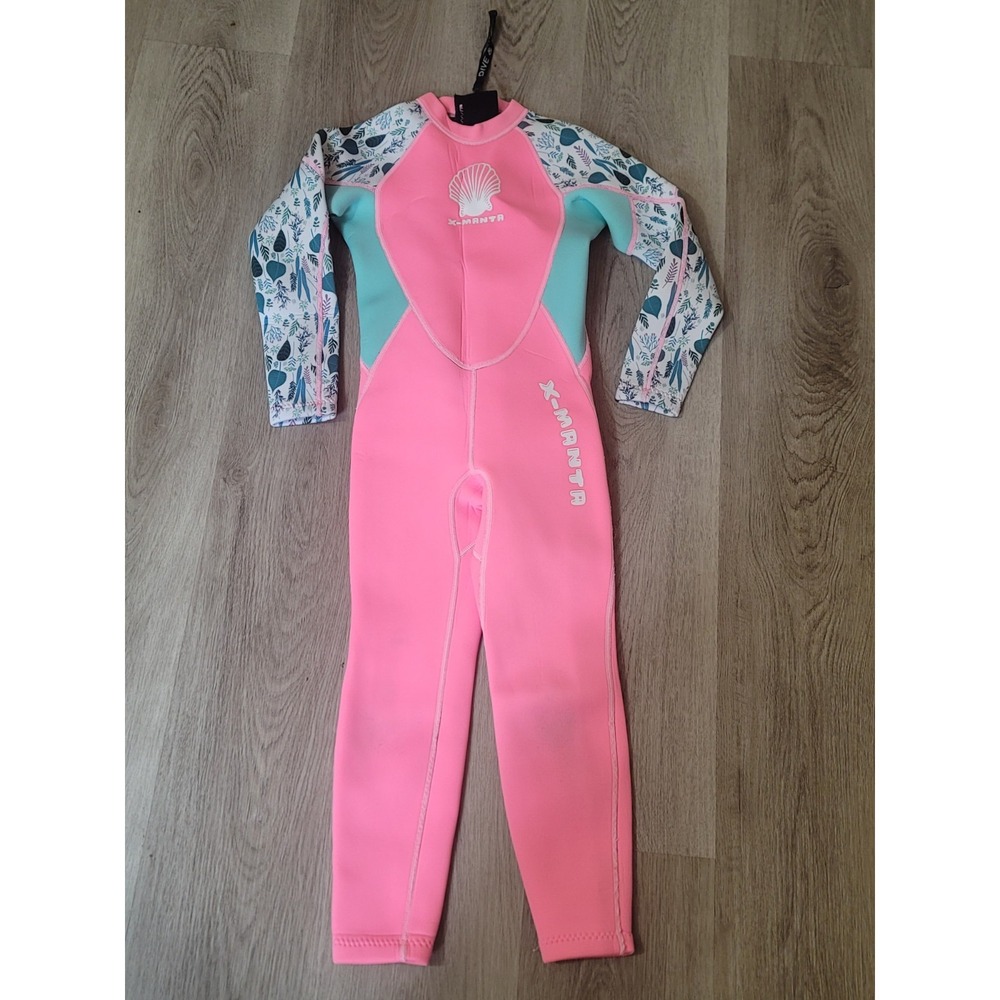 Dive & Sail X-Manta Girls Wetsuit Size XL Pink Floral Sleeves Surfing Diving